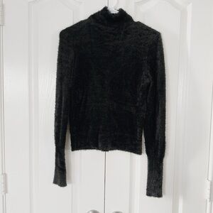 Leith Woman’s Fuzzy Sweater Size XS Black